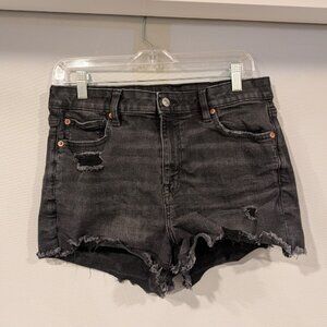 American Eagle High Rise Shortie Black Denim Shorts